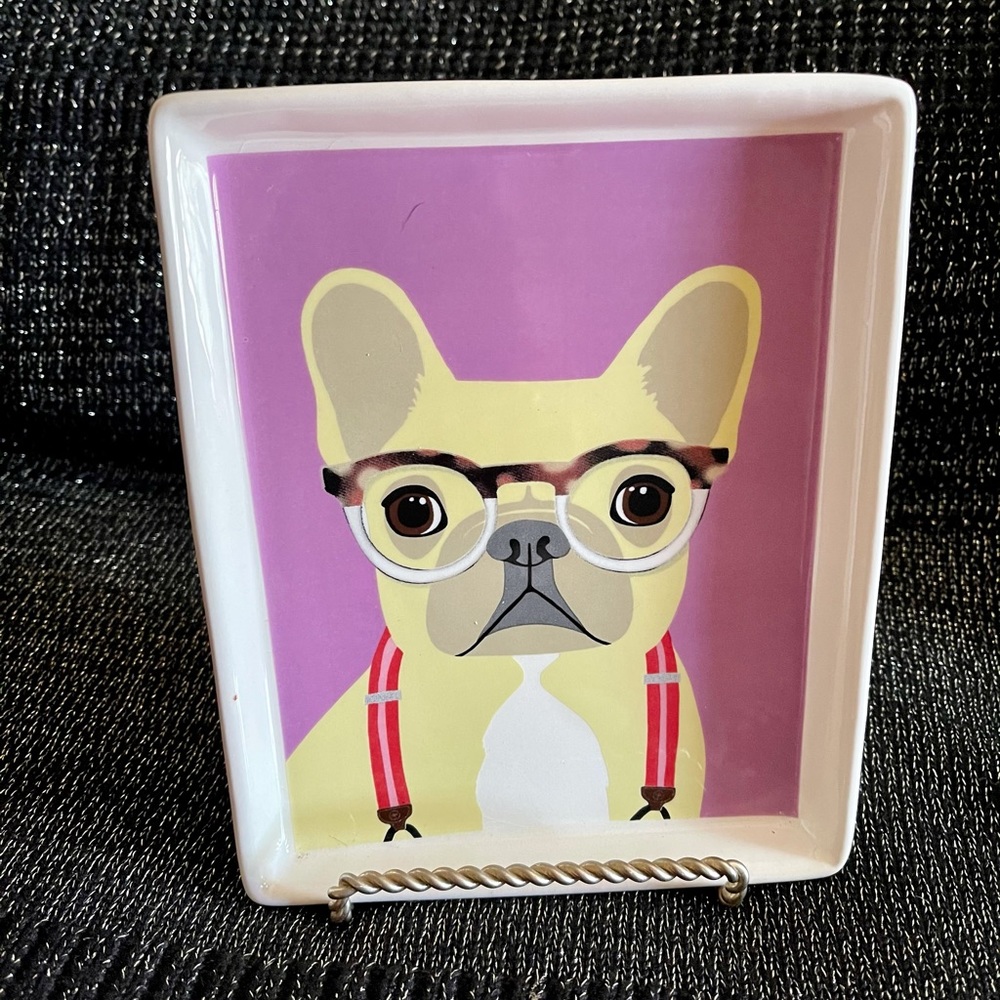 French Bulldog Ceramic Decorative Dish, NWT.